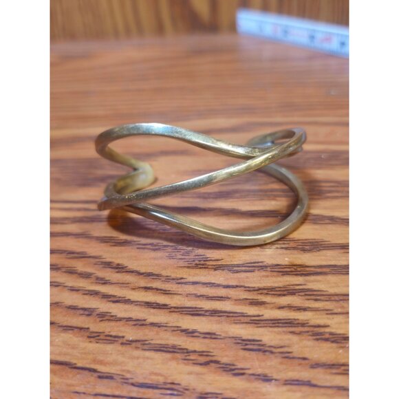 Vintage Brass Twisted Open Cuff Bracelet - Picture 2 of 6
